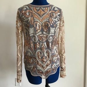 Sheer copper sequin top